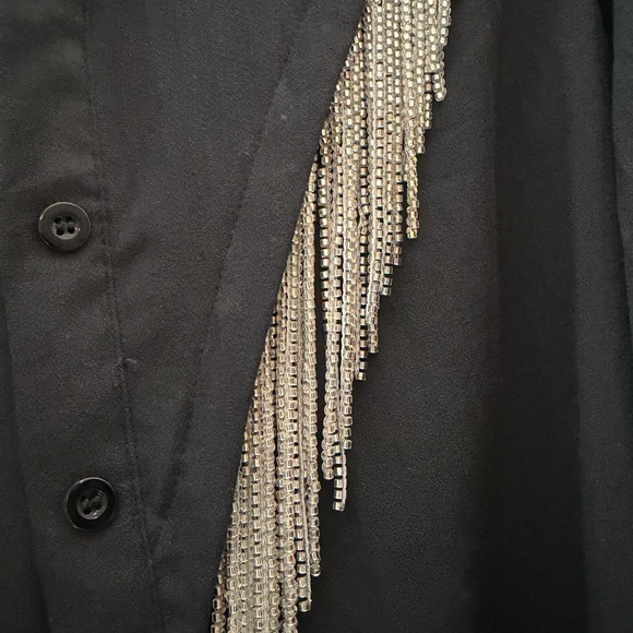 Black Beaded Women's Button up shirt - Picture 3 of 6